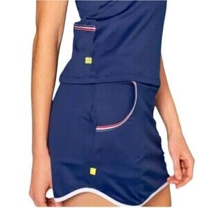 L’Oeuf Poche Baseline Pocket Tennis Skirt  Women's L  Navy Activewear Skort
